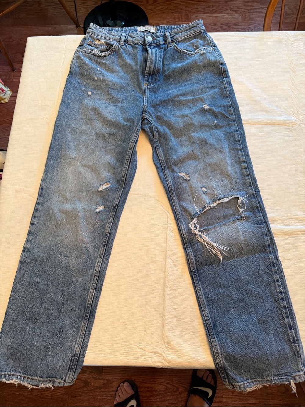 We The Free x Free People Vintage-Distressed Blue Jeans Size 29